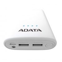 ADATA/威剛 P10050V 10050M毫安充電寶手機移動電源雙USB接口 帶LED照明功能 白色