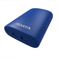 ADATA/威剛 P10050V 10050M毫安充電寶手機(jī)移動(dòng)電源雙USB接口 帶LED照明功能 藍(lán)色