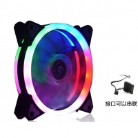 天極風機箱風扇雙燈環(huán)12cm臺式機電腦電源12厘米散熱發(fā)光風扇12V靜音