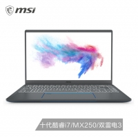 微星（msi）Prestige14 14英寸輕薄設計師筆記本電腦(十代i7 16G 512GB SSD MX250 72%色域 雙雷電3 ) （Prestige 14 A10RB-015CN）