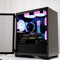 愛國者（aigo）YOGO M2鈦灰色 游戲藥丸MINI電腦機箱（支持M-ATX主板/240水冷/側(cè)拉式鋼化玻璃）