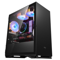 愛國(guó)者（aigo）YOGO M2電腦小機(jī)箱 支持MATX主板/240水冷/側(cè)開式磁吸玻璃 M2機(jī)箱黑色（玻璃側(cè)透不帶風(fēng)扇）