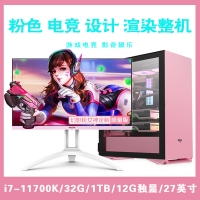 【i7-11700K整機】酷睿i7-11700K/32G內(nèi)存/1TB固態(tài)/12G獨顯/27寸顯示器 粉色電競設(shè)計游戲整機