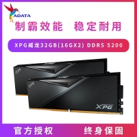 威剛（ADATA）32GB(16GX2) DDR5 5200 臺(tái)式機(jī)內(nèi)存條 XPG威龍-LANCER (CL38)