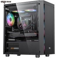 愛國者（aigo）V12 側(cè)透版 黑色電腦機(jī)箱亞克力側(cè)透水冷版主機(jī)箱