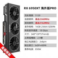 訊景（XFX）RX 6950 XT 16GB 海外版Pro 電競游戲設(shè)計(jì)渲染獨(dú)立顯卡