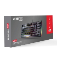 西部獵人 V300 混光電競游戲機(jī)械鍵盤 87鍵 白+藍(lán)    昆明鍵盤批發(fā)