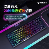 西部獵人 V300W 紅軸 黑色 87鍵三模無線機械鍵盤（帶藍(lán)牙） 昆明鍵盤批發(fā)