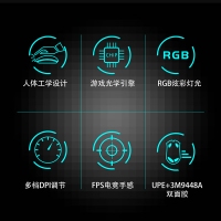 愛國(guó)心 GM903 8DRGB幻彩 黑色 電競(jìng)游戲鼠標(biāo)有線鼠標(biāo)7200dpi