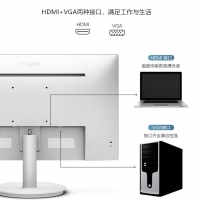 飛利浦241V8W 23.8英寸 IPS屏 全高清 75Hz 低藍(lán)光無頻閃 VGA/HDMI 壁掛 網(wǎng)課 辦公娛樂顯示器
