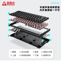 愛國心 GK84 黑色青軸 有線無線三模2.4G藍(lán)牙機(jī)械鍵盤熱插拔軸體 RGB幻彩燈光客制化機(jī)械鍵盤84鍵PBT鍵帽