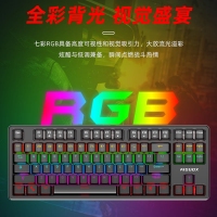愛國心 GK800 灰+白+橙 青軸 有線游戲機(jī)械鍵盤 RGB背光 可拆卸上蓋 87鍵 電腦筆記本辦公