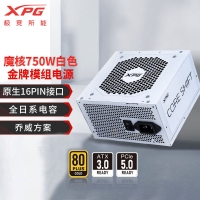 威剛（ADATA）XPG魔核II 750W 白【ATX3.0】電源金牌全模組全日系電容臺式電腦主機(jī)游戲電競白金效能智能溫控