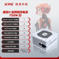 威剛（ADATA）XPG魔核II 750W 白【ATX3.0】電源金牌全模組全日系電容臺式電腦主機游戲電競白金效能智能溫控