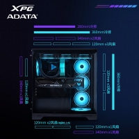 威剛（ADATA）XPG空境 黑色 ATX海景房機箱臺式機 支持360水冷 兼容MATX背插主板前置C口