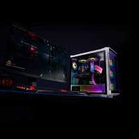 威剛（ADATA）XPG 戰(zhàn)巡艦機(jī)殼中塔式 ARGB燈效 ATX PC 游戲機(jī)箱主機(jī)4毫米鋼化玻璃側(cè)面 白色 ARGB燈效