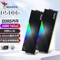 威剛(ADATA)XPG龍耀D500G 32GB(16GBX2)黑色彩包套裝 DDR5 6000 C30海力士A die內(nèi)存條