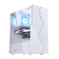 游戲風(fēng)暴 添越 白色臺式電腦游戲側(cè)透主機(jī)箱(USB 3.0/RGB燈條/玻璃側(cè)透/377*204*470 下置電源)
