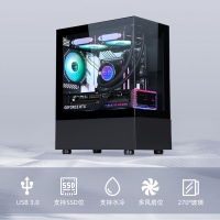 游戲風(fēng)暴 星空mini 黑 M-ATX海景房機(jī)箱臺(tái)式機(jī) 雙面玻璃/無立柱/240水冷位