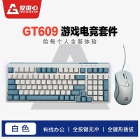 愛國心 GT-609 白+藍(lán) 游戲鍵鼠套裝