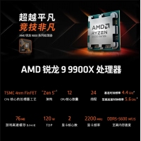 AMD 銳龍9 9900X處理器 散片 4nm 12核 24線程 加速頻率至高 5.6GHz 120W AM5接口
