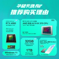 華碩天選Air 2024 FA401WV370銀色 銳龍AI9HX-370 32G 1TB RTX4060-8G 電競游戲本