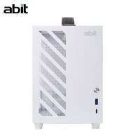 升技(abit) I7機箱 迷你時尚手提機箱 鋼化玻璃側板 皮質提手 I7機箱 雪山白