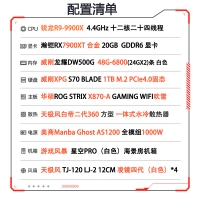 【銳龍R9 9900X游戲電競】 AMD 9900X/華碩X870吹雪WIFI/RX7900XT/48G/1TB固態(tài) 電競游戲