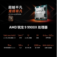 【銳龍R9 9900X游戲電競(jìng)】銳龍R9-9900X/華碩X870/64G/2TB固態(tài)/RX7900XTX電競(jìng)游戲主機(jī)