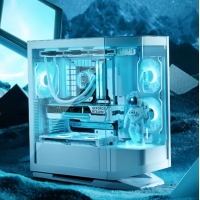 骨伽 星艦FV270 白色 游戲電腦臺式主機箱 支持360水冷 旋轉(zhuǎn)臺/ATX主板/四面快拆/270°海景房