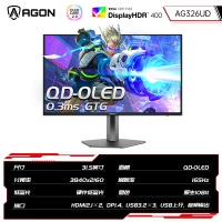 AOC 愛攻 32寸 AG326UD 4K超清QD-OLED 165Hz 直面電競 顯示器